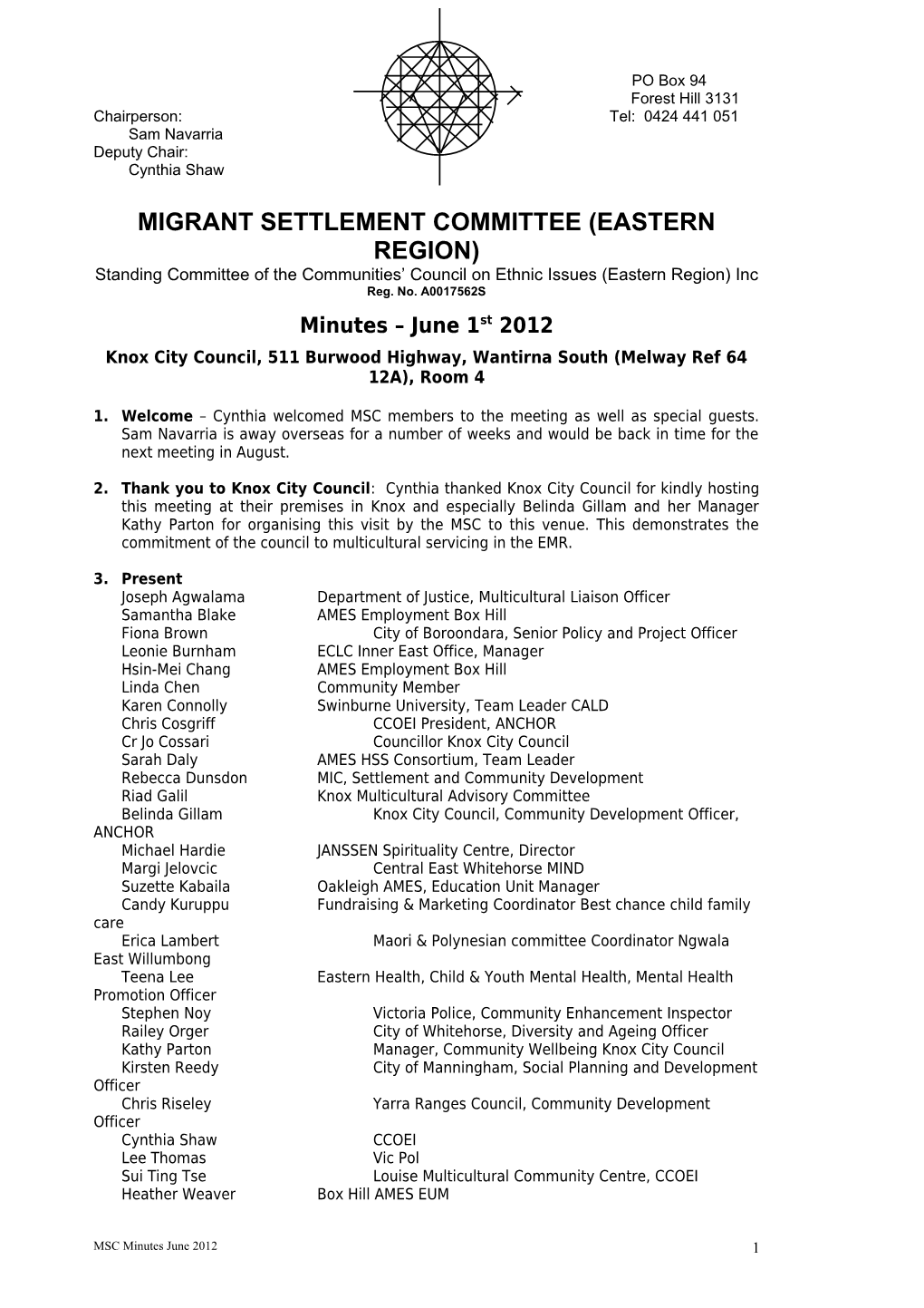 Migrant Settlement Committee (Eastern Region) s1