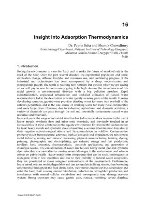 Insight Into Adsorption Thermodynamics