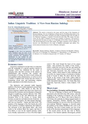Himalayan Journal of Education and Literature Indian Linguistic