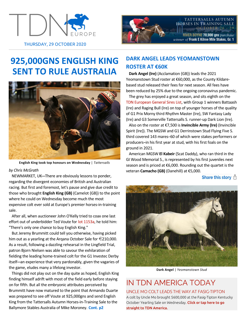 925,000Gns English King Sent to Rule Australia