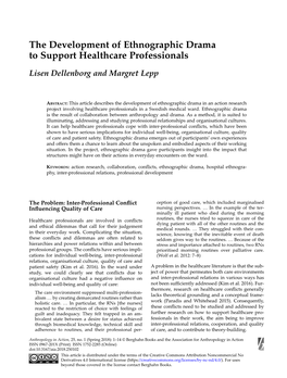 The Development of Ethnographic Drama to Support Healthcare Professionals