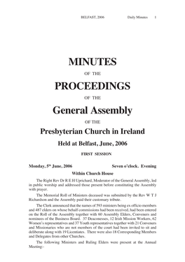 Minutes of the General Assembly 2006