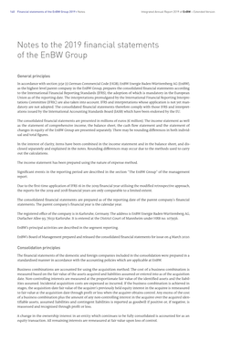 Notes to the 2019 Financial Statements of the Enbw Group