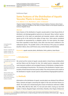 Some Features of the Distribution of Aquatic Vascular Plants in Asian Russia A