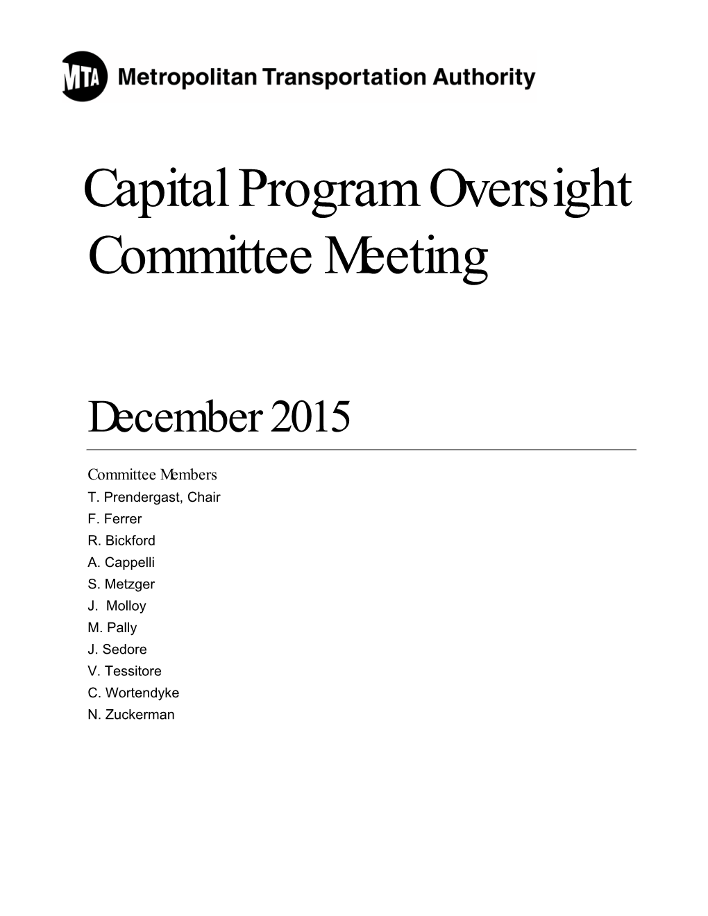 Capital Program Oversight Committee Meeting