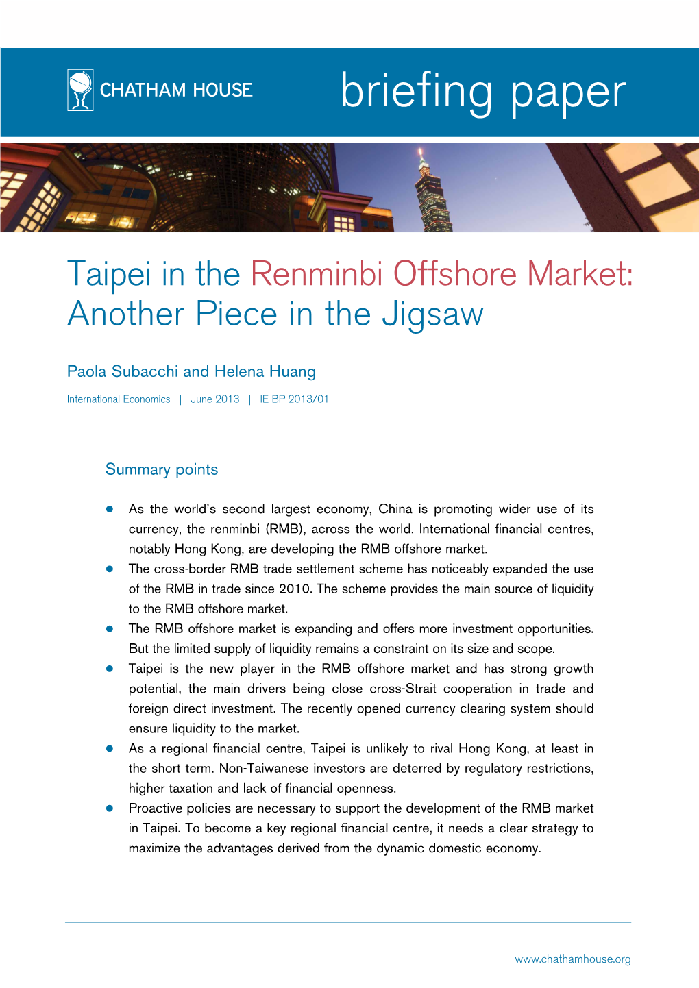 Taipei in the Renminbi Offshore Market: Another Piece in the Jigsaw Page 2