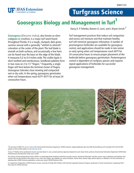 Turfgrass Science 1 Goosegrass Biology and Management in Turf Darcy E