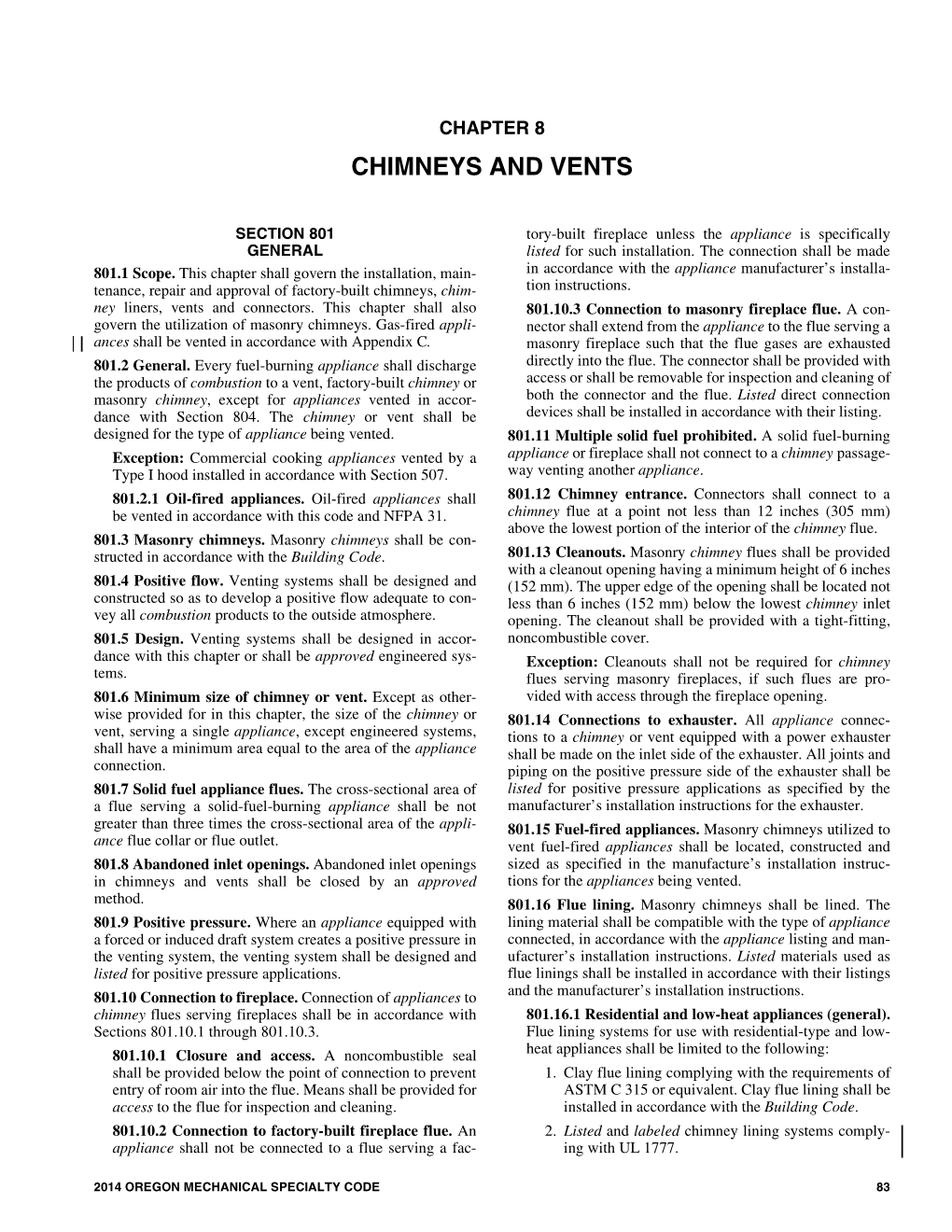 Chapter 8 Chimneys and Vents