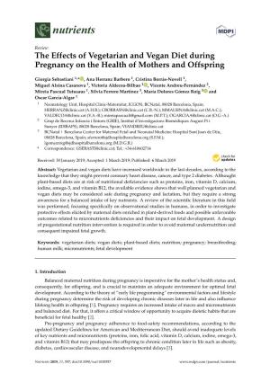 The Effects of Vegetarian and Vegan Diet During Pregnancy on the Health of Mothers and Offspring