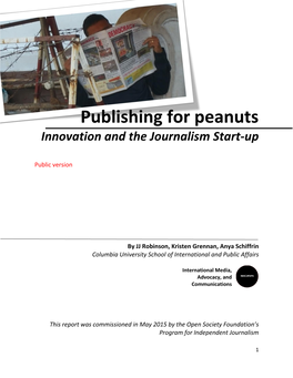 Publishing for Peanuts: Innovation and the Journalism Startup