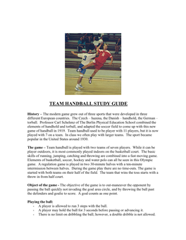 Team Handball Study Guide