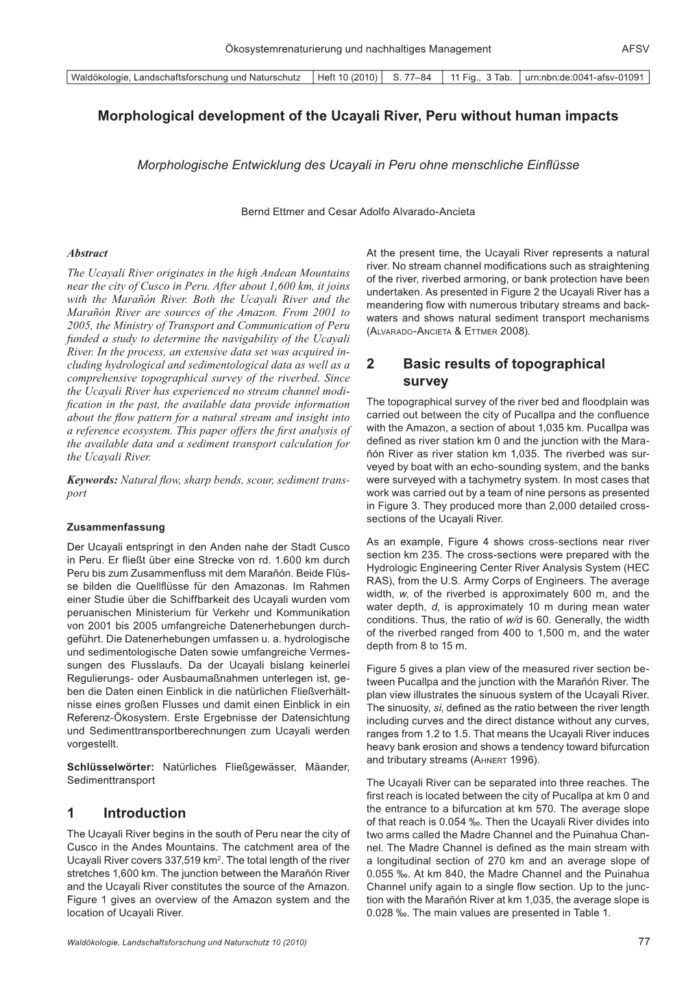 Morphological Development of the Ucayali River, Peru Without Human Impacts