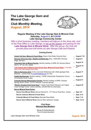 The Lake George Gem and Mineral Club - Club Monthly Meeting, August, 2014