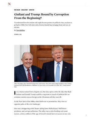 Giuliani and Trump: Bound by Corruption from the Beginning?