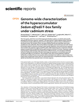 Genome-Wide Characterization of the Hyperaccumulator Sedum Alfredii F-Box Family Under Cadmium Stress
