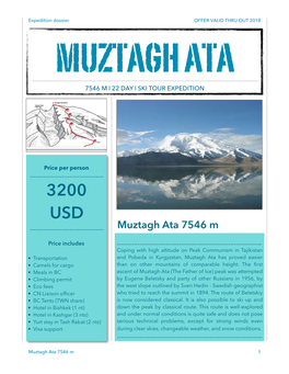 Muztagh Ata 7546 M | 22 Day | Ski Tour Expedition