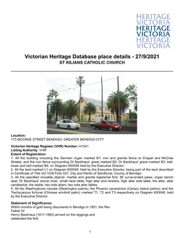 Victorian Heritage Database Place Details - 27/9/2021 ST KILIANS CATHOLIC CHURCH