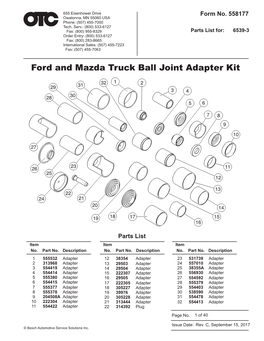 Ford and Mazda Truck Ball Joint Adapter Kit