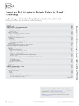 Current and Past Strategies for Bacterial Culture in Clinical Microbiology