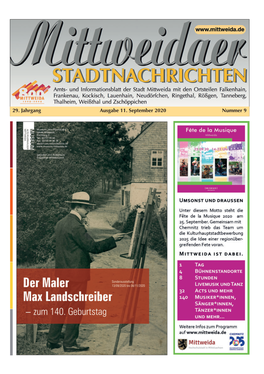 29. Jahrgang Ausgabe 11. September 2020 Nummer 9 Mittweidaer Stadtnachrichten Seite 2 11