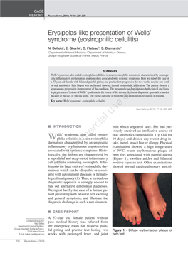 Erysipelas-Like Presentation of Wells' Syndrome (Eosinophilic Cellulitis)