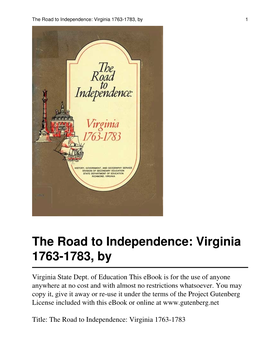 Virginia 1763-1783, by 1
