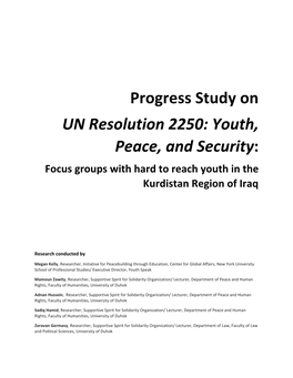 Progress Study on UN Resolution 2250: Youth, Peace, and Security​