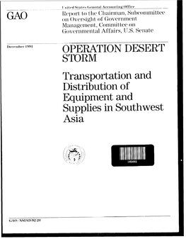 NSIAD-92-20 Operation Desert Storm