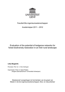 Evaluation of the Potential of Hedgerow Networks for Forest Biodiversity Restoration in an Irish Rural Landscape