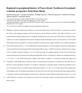 Deglacial to Postglacial History of Nares Strait, Northwest Greenland