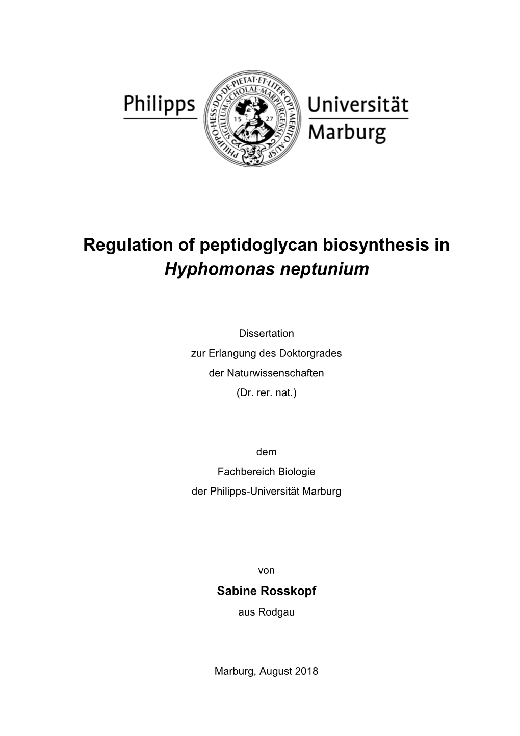Regulation of Peptidoglycan Biosynthesis in Hyphomonas Neptunium