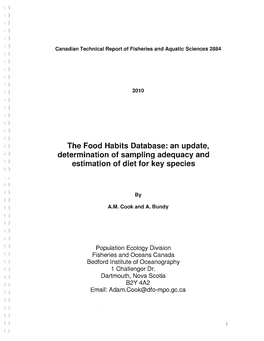 The Food Habits Database: an Update, L ) Determination of Sampling Adequacy and L ) Estimation of Diet for Key Species L ) ~ ) ~ ) () by ~ ) .) A.M