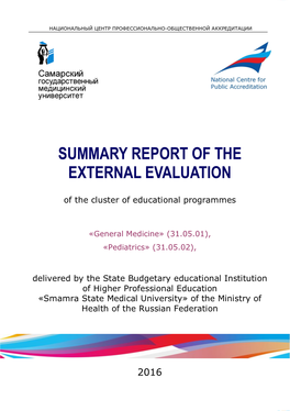 Summary Report of the External Evaluation