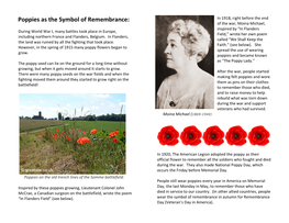 Poppies As the Symbol of Remembrance: in 1918, Right Before the End of the War, Moina Michael