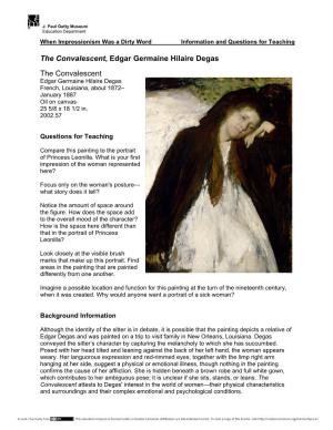 The Convalescent, Edgar Germaine Hilaire Degas