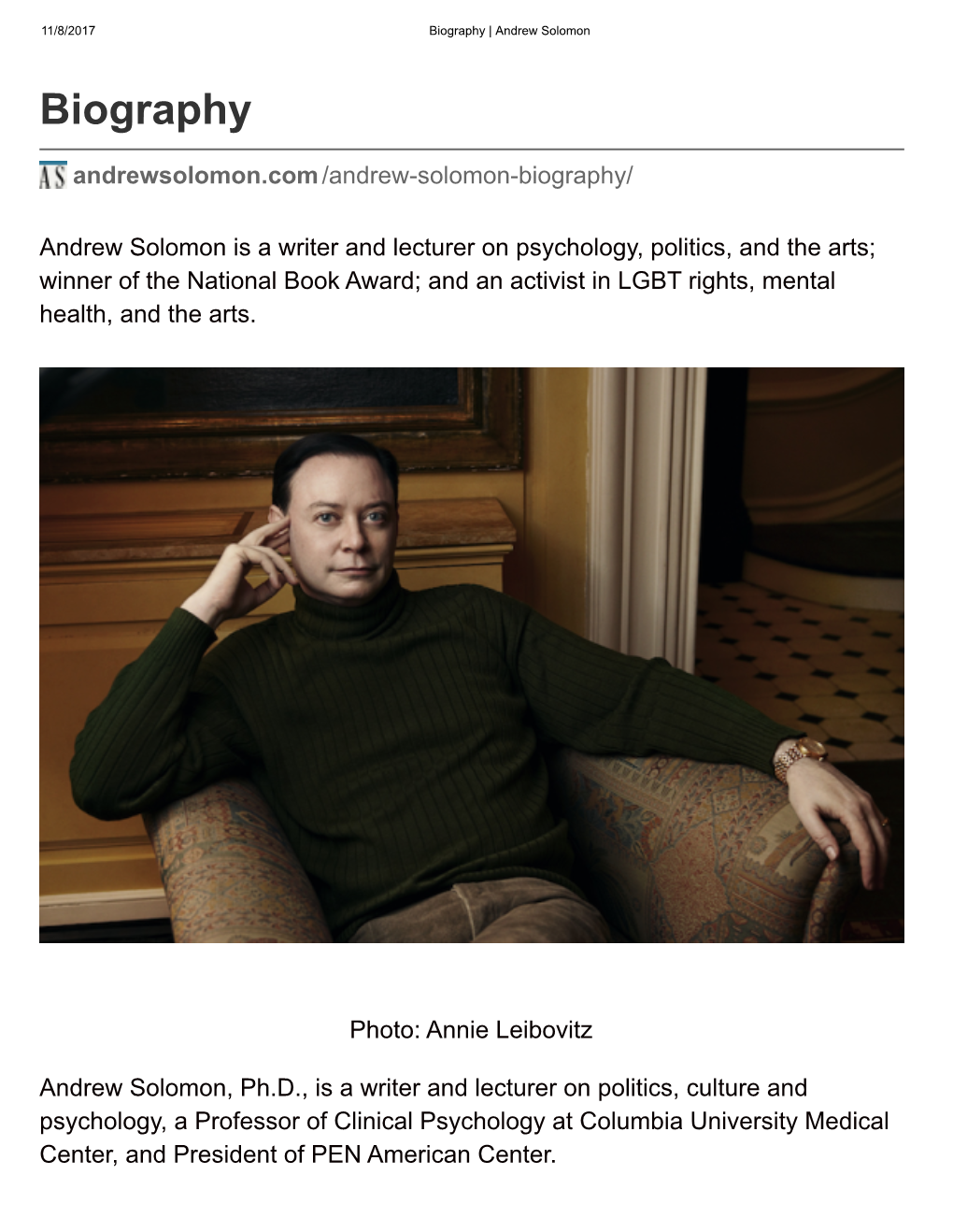 Biography | Andrew Solomon