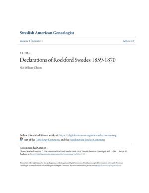 Declarations of Rockford Swedes 1859-1870 Nils William Olsson