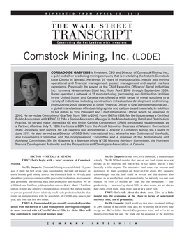 Comstock Mining, Inc. (LODE)