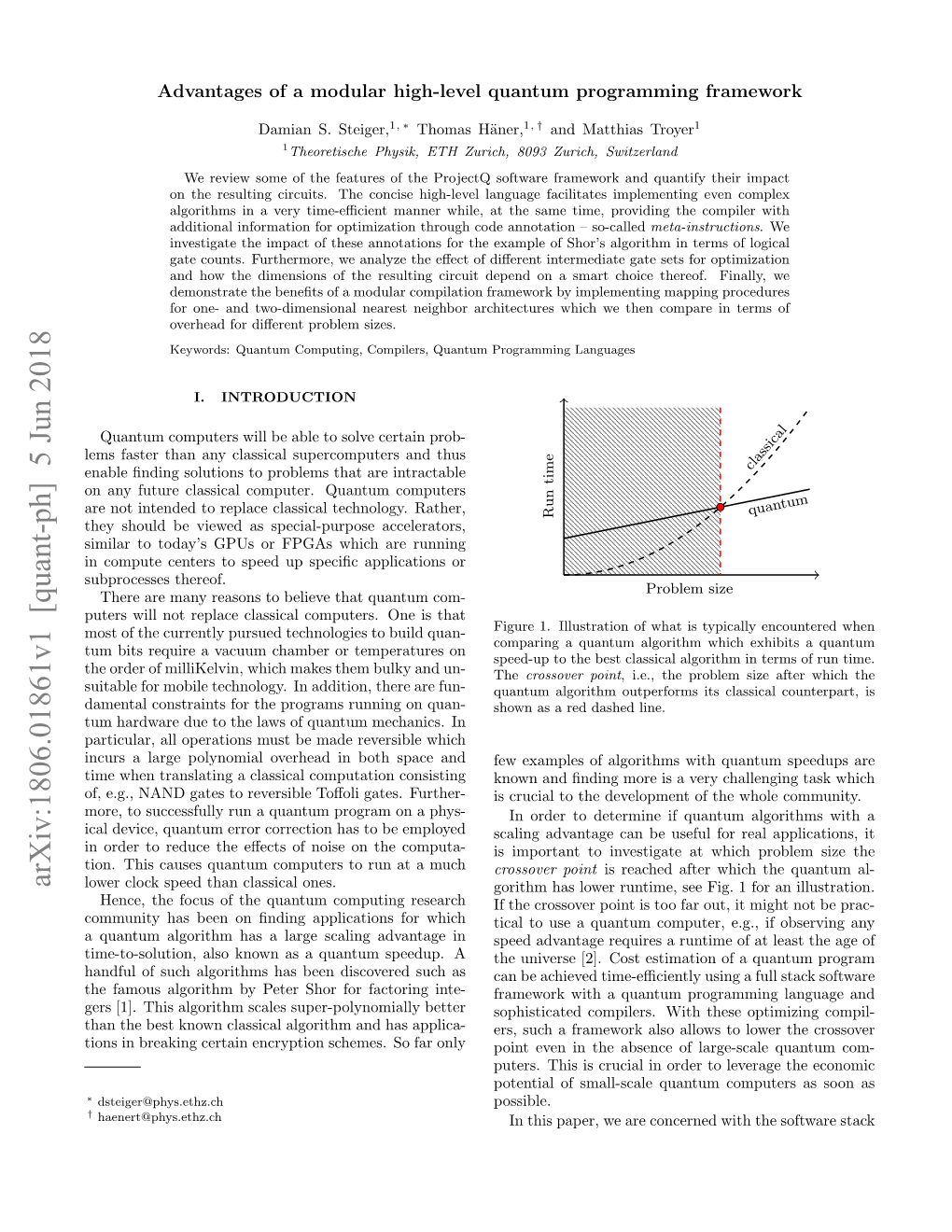 Arxiv:1806.01861V1 [Quant-Ph] 5 Jun 2018 Lower Clock Speed Than Classical Ones