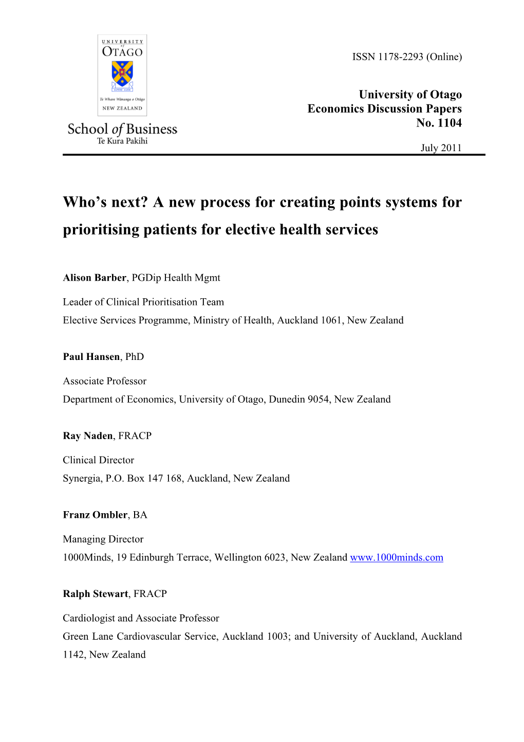 A New Process for Creating Points Systems for Prioritising Patients for Elective Health Services