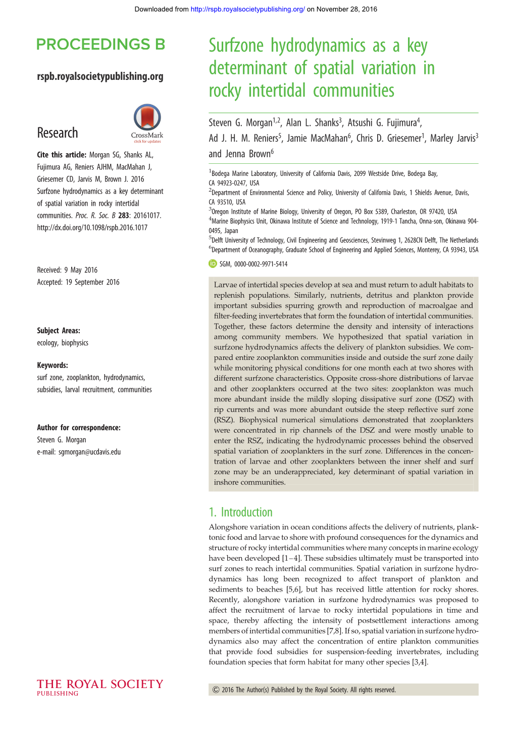 Surfzone Hydrodynamics As a Key Determinant of Spatial Variation In