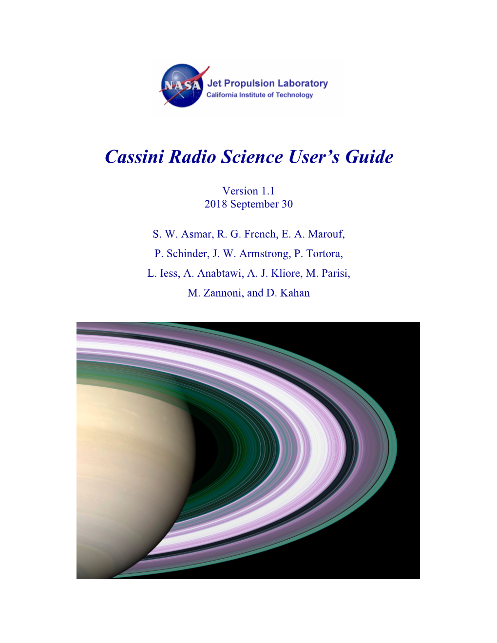 Cassini Radio Science User's Guide