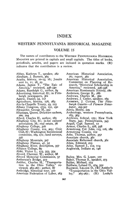 Western Pennsylvania Historical Magazine Volume