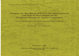 Report on the Basic Survey on Agricultural and Rural Development by Progress Stage in Asian Countries