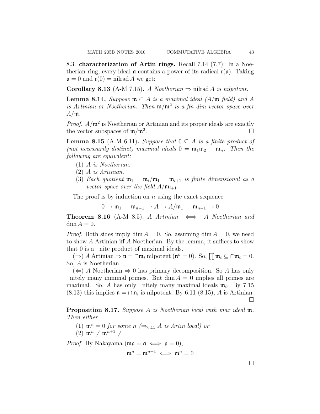 Characterization of Artinian Rings