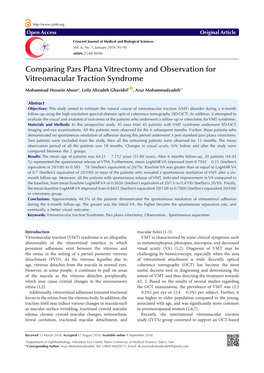 Comparing Pars Plana Vitrectomy and Observation for Vitreomacular Traction Syndrome