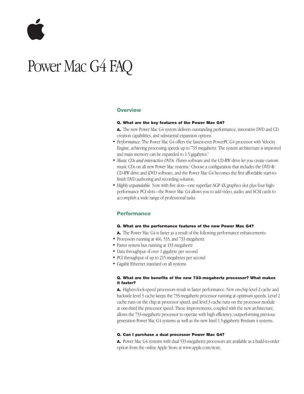 Power Mac G4 FAQ