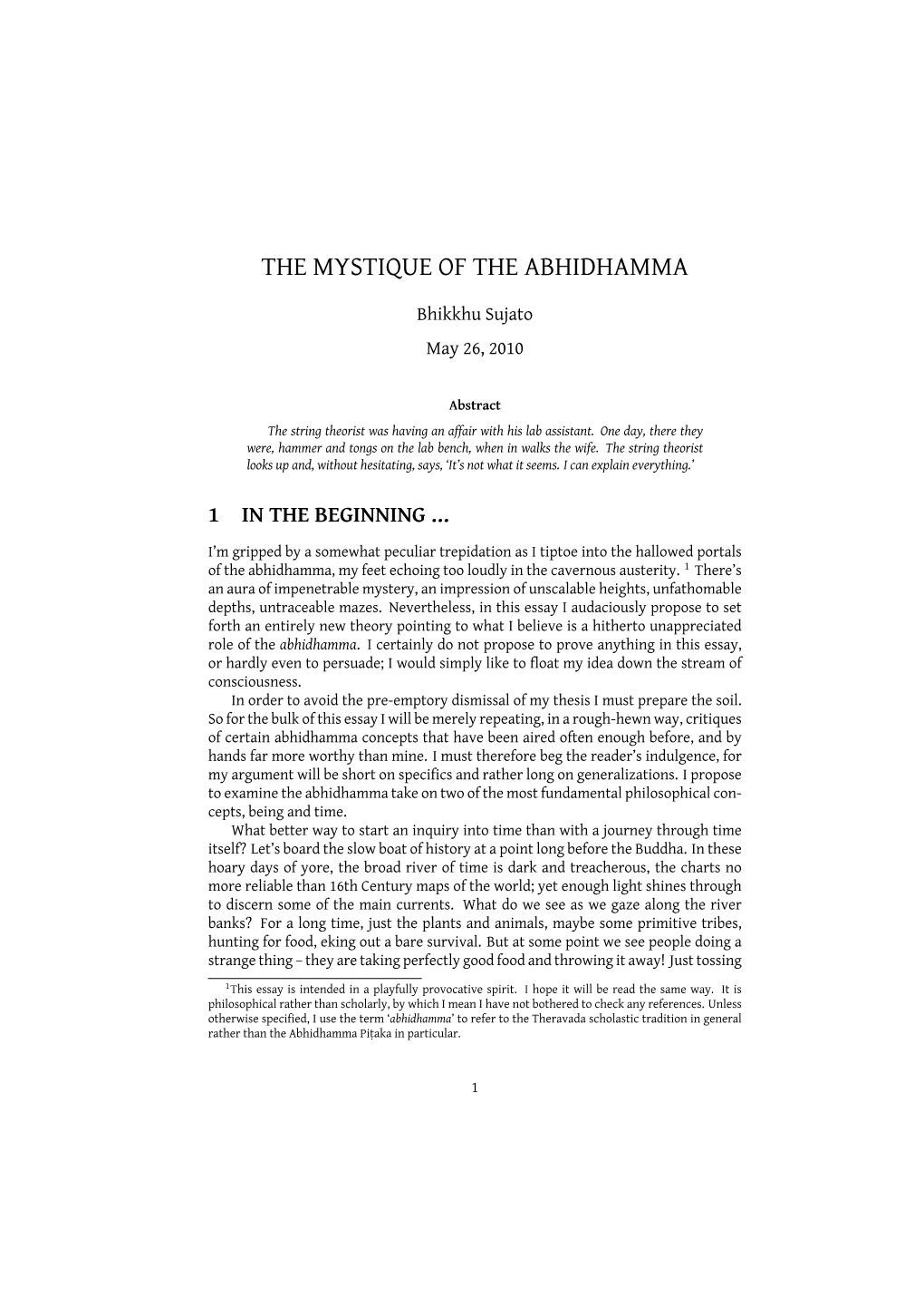 The Mystique of the Abhidhamma