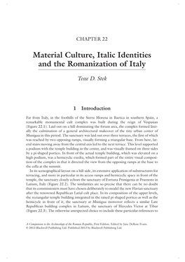 Material Culture, Italic Identities and the Romanization of Italy
