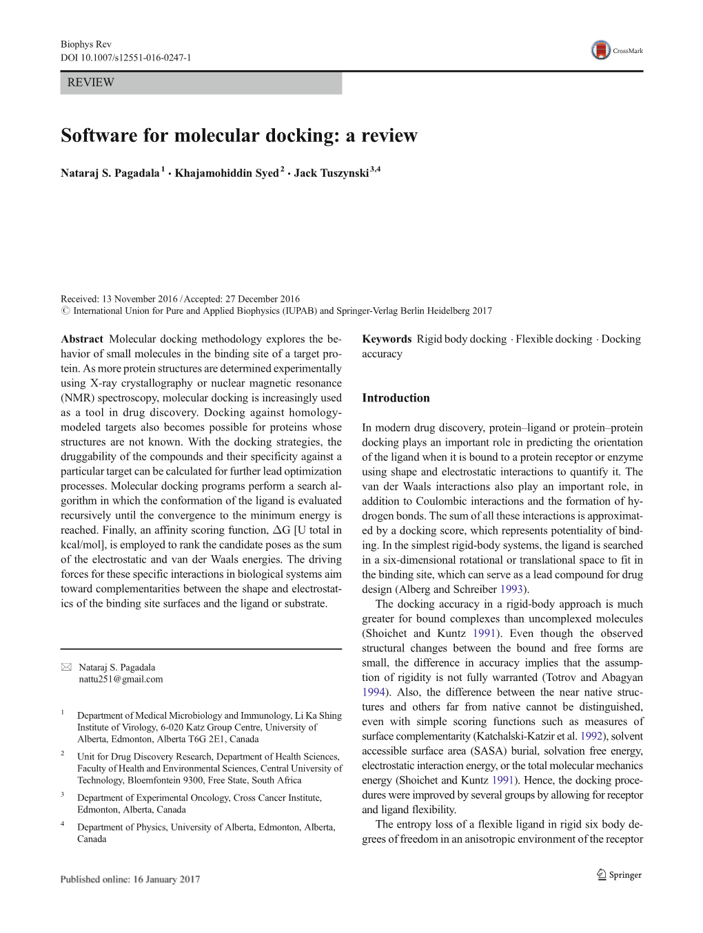 Software for Molecular Docking: a Review